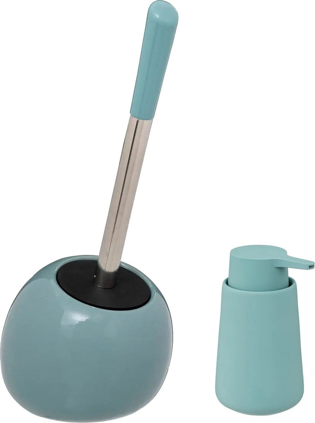 5Five Badkamer accessoires set - ijsblauw - zeeppompje en wc-borstel