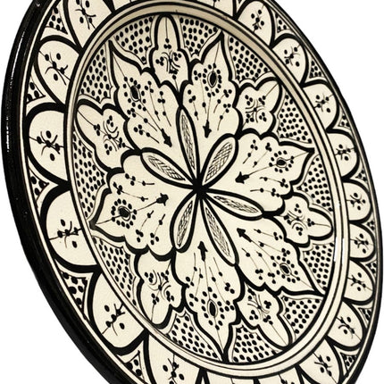 Marokkaans aardewerk zwart/wit schaal Saladeschaal - Fruitmand - Fruitschaal 35 cm
