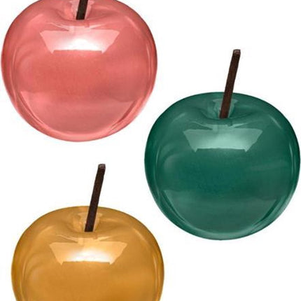 Atmosphera Créateur d'intérieur® | keramiek appel | set van 3 | rood geel groen | 9 x 7 cm | zomer decoratie