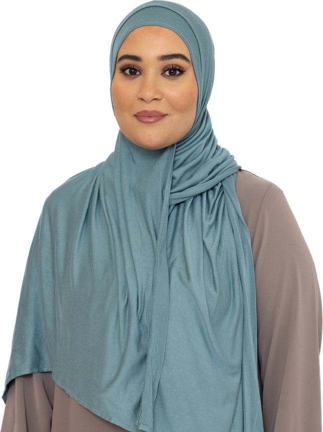 Katoen Stretch Hoofddoek - Hijab - Sjaal - Turban - Dames Hoofddoek - Islamitisch Hoofddeksel - 60x170 cm - Kleur Mediumaquamarine