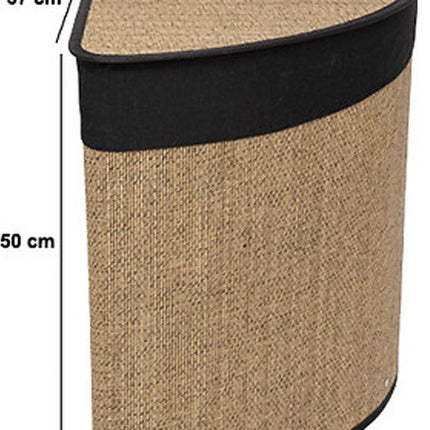 5Five Wasmand - bamboe hout - met deksel - naturel - 50 x 37 x 50 cm - 48 liter - opvouwbaar