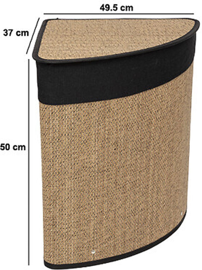 5Five Wasmand - bamboe hout - met deksel - naturel - 50 x 37 x 50 cm - 48 liter - opvouwbaar