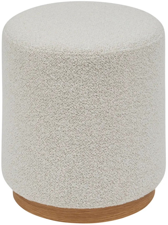 Atmosphera Poef om te zitten - Nesky Boucle - stof/hout - wit - D41 x H45 cm - extra zitplaatsen - stoelen