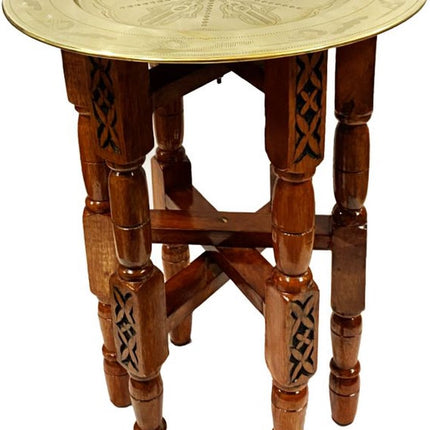 Opklapbare tafel onderstel van gesneden hout met dienblad-Goud
