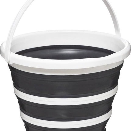 Schoonmaak emmer opvouwbaar wit/grijs rond 32 x 24,5 cm 10 liter van kunststof- Schoonmaken - Schoonmaakemmer