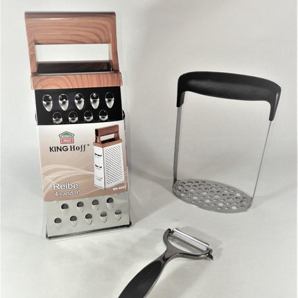 KINGHOFF SET- aardappelstamper, rasp, dunschiller