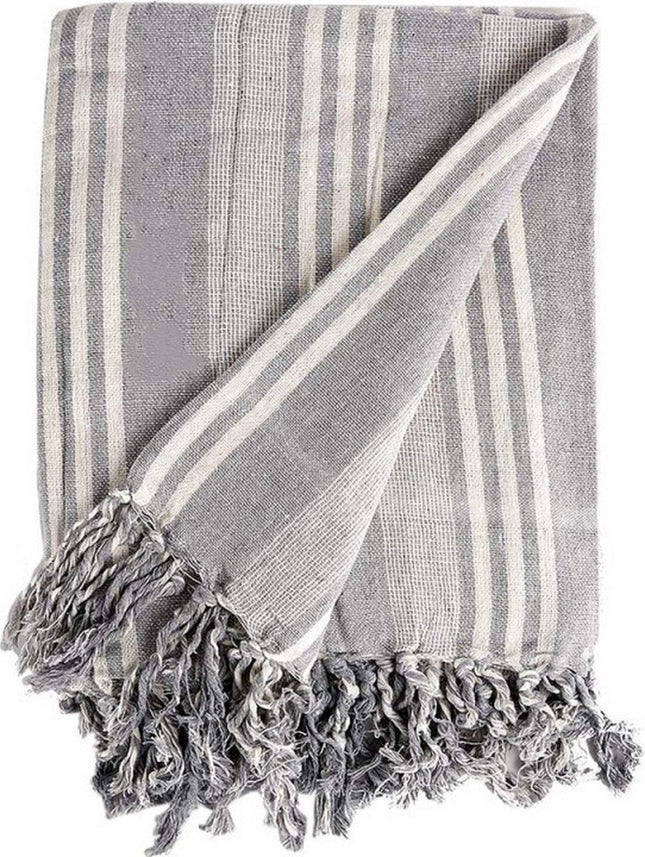 Giftdecor - plaid - wit / grijs - 225 x 250 cm
