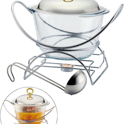 Klausberg 7920 - voedselverwarmer - pot vorm - RVS / glas / 4 liter