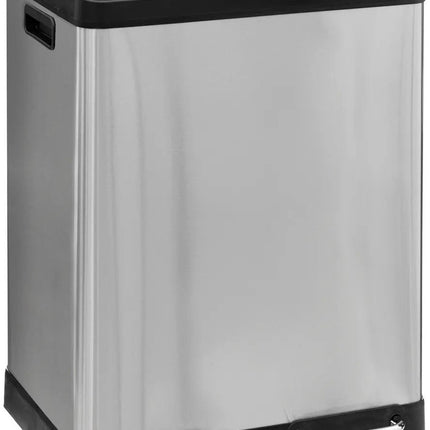 5Five Dubbele Prullenbak/pedaalemmer Ariane - zilver - rvs metaal - 2 x 30 liter - 49 x 40 x 67cm - keuken