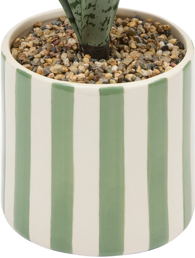 Atmosphera Kunstplant Sansevieria Chéri met keramische pot - Ø12xH38cm - Groen