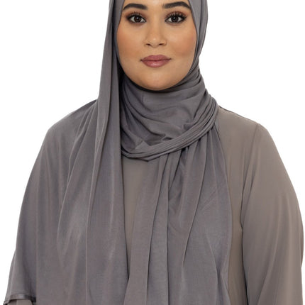 Katoen Stretch Hoofddoek - Hijab - Sjaal - Turban - Dames Hoofddoek - Islamitisch Hoofddeksel - 60x170 cm - Kleur Middengrijs