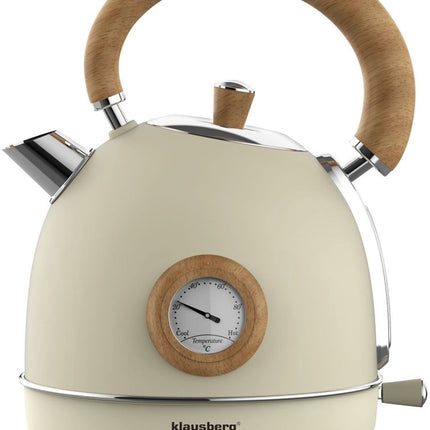 Klausberg 7906 - Retro Waterkoker - 1,8L - RVS - creme - met thermometer