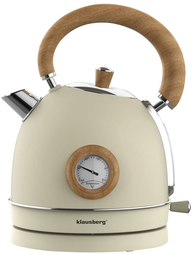 Klausberg 7906 - Retro Waterkoker - 1,8L - RVS - creme - met thermometer