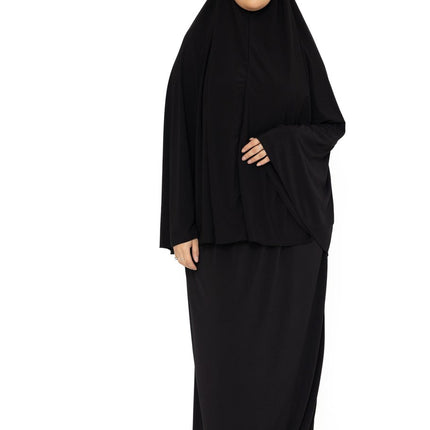Khimaar Premium Jersey- Zwart - Gebedskleding Dames - Eid- Islamitische Kleding - Khimar - Jilbab - Vrouw - Abaya - OneSize - Zwart