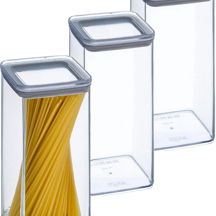 5Five Voorraadpot - 5x - keuken/voedsel - kunststof - 1500 ml - luchtdichte deksel - transparant - 10 x 10 x 20 cm