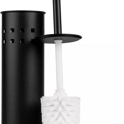 Kinghoff Toiletborstel met Houder - Zwart - Roestvrij Staal - 10 x 39,5 cm - Staand