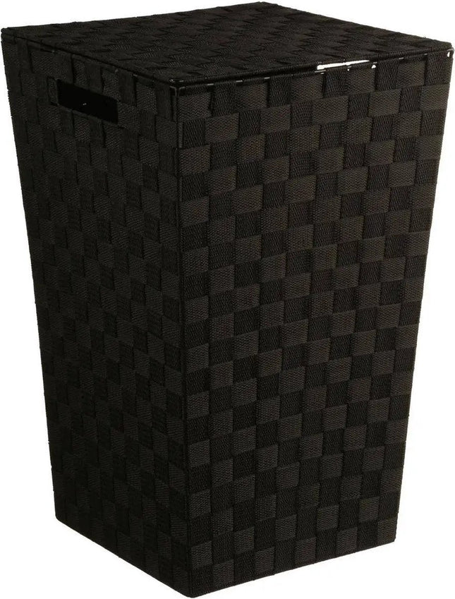 5Five Wasmand gevlochten Rotan - zwart - 57 liter - 33 x 33 x 53 cm - met deksel