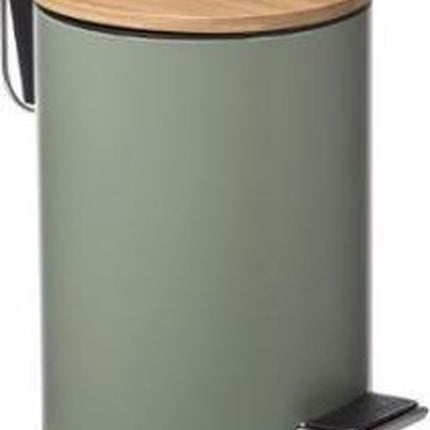5Five Pedaalemmer - softclose - 3L - kakigroen - D17 x H24 cm - prullenbak voor badkamer