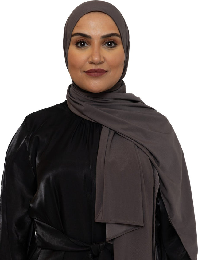 Jersey Hoofddoek - Hijab - Sjaal - Turban - Dames Hoofddoek - Islamitisch Hoofddeksel - 70x180 cm - Kleur Ash Brown