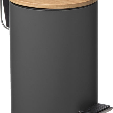 Prullenbak/pedaalemmer donkergrijs metaal 3 liter - 17 x 24 cm - Voor badkamer en toilet