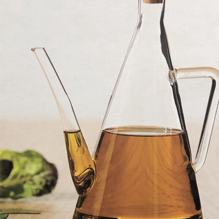 Secret de Gourmet Oliefles -Glas- 500ml - Olie -Azijnstel -Stijlvolle oliefles -Glazen flesje met kurk- Handvat - Olie Dispenser transparant- Oliefles met schenktuit