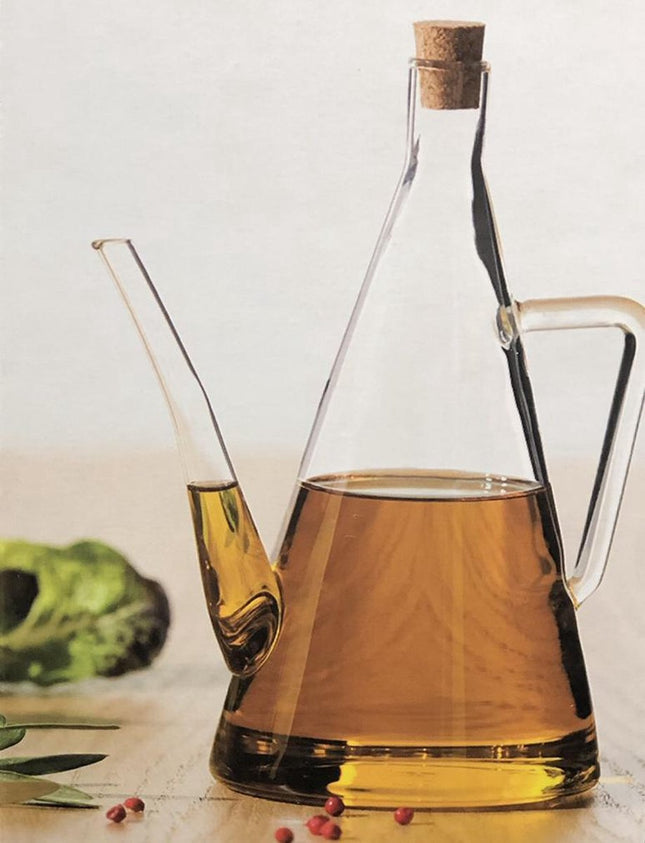 Secret de Gourmet Oliefles -Glas- 500ml - Olie -Azijnstel -Stijlvolle oliefles -Glazen flesje met kurk- Handvat - Olie Dispenser transparant- Oliefles met schenktuit