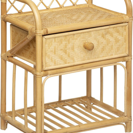 Atmosphera Kids Aoni Nachtkastje met lade Rotan en bamboe - Tafeltje - Kinderkamer - Nachttafel - Kindernachtkastje
