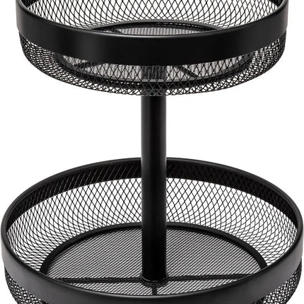 5Five Fruitschaal 2-laags model Double Fruit - metaal - D30 x H31 cm - zwart - rond - Fruitschalen