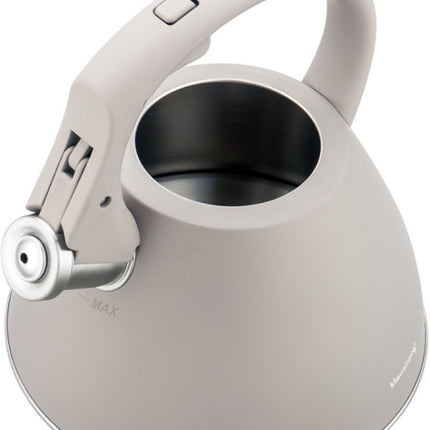 KLAUSBERG KB-7953 Fluitketel 2,5 L – Latte Beige Mat – RVS – Soft-Touch – Inductie – Met Fluit