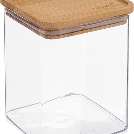 5Five Keuken voorraadpot - Berlino - kunststof/bamboe - 2000 ml - 14 x 10 x 20 cm