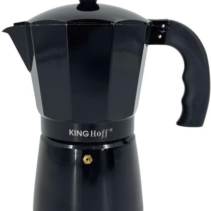 Kinghoff Aluminium Espressokoffiezetapparaat KH-1885 – 12 Kopjes – Zwart – Geschikt voor Inductie - 600ml - Percolator