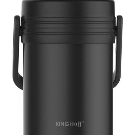 Kinghoff KH-1396 Etensthermos - Roestvrijstalen 3-delige Lunchset 1,5L - Zwart - Dubbelwandig, Lichtgewicht & Onbreekbaar