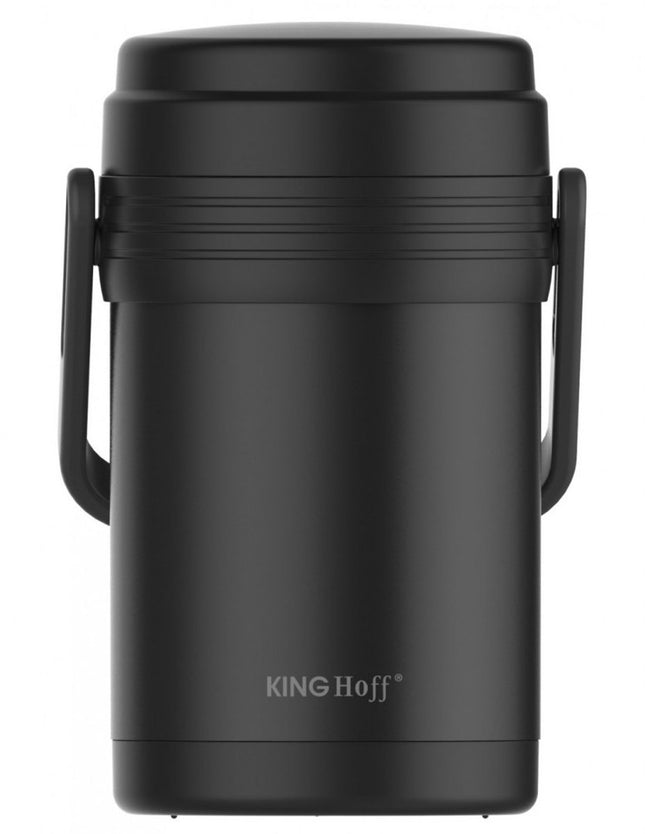 Kinghoff KH-1396 Etensthermos - Roestvrijstalen 3-delige Lunchset 1,5L - Zwart - Dubbelwandig, Lichtgewicht & Onbreekbaar
