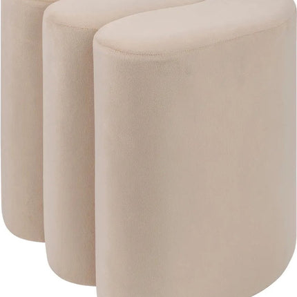 Atmosphera Bolan fluwelen poef - 40x40cm - Beige