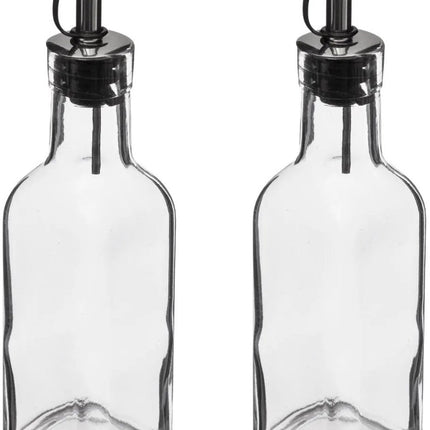 5Five Azijn/Olie flessen voor op tafel - 4x stuks - glas - 160 ml per fles - olijfolie en tafelazijn