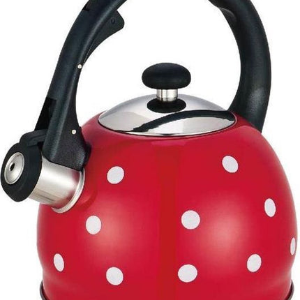 Kinghoff 1049 -Fluitketel - 2 liter - rood - stippel- de originele versie waterkoker!