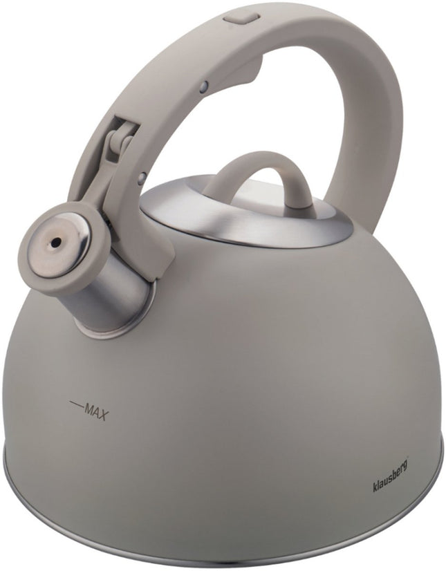 Klausberg 7912 - Fluitketel met fluit - 2.5 liter - RVS - grijs