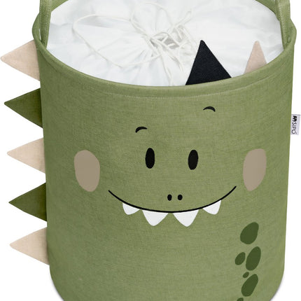 Dino Hoofd Speelgoedopbergmand - XXL Waterafstotende Opbergbox - Polyester Kist met Trekkoord - 63 Liter - 40x40x50 cm - Wasmand - Kledingmand - Speelgoedmand - Sipo