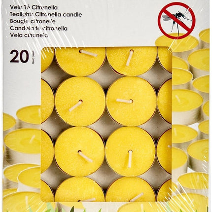 Geurkaarsen/waxinelichten - 20x - citronella - citrusgeur