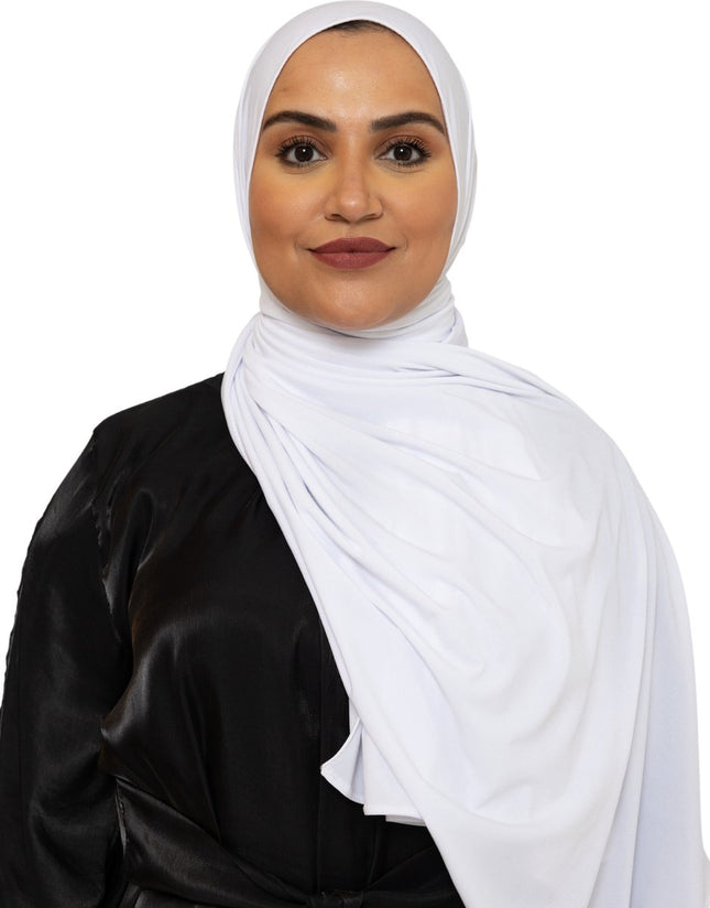 Jersey Hoofddoek - Hijab - Sjaal - Turban - Dames Hoofddoek - Islamitisch Hoofddeksel - 70x180 cm - Kleur Wit