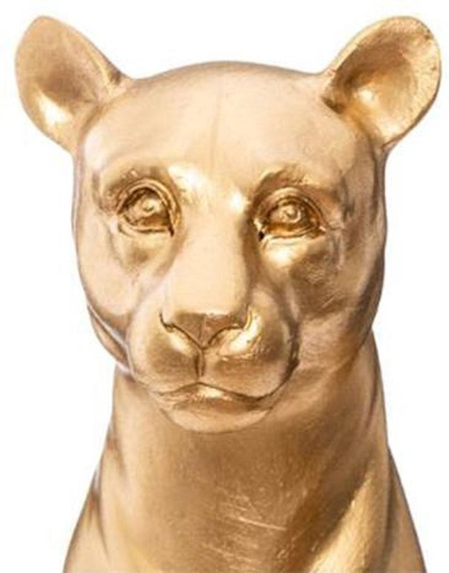 Atmosp Decoratief Beeld Panter - Polyresin - Goud - Hoogte 23cm