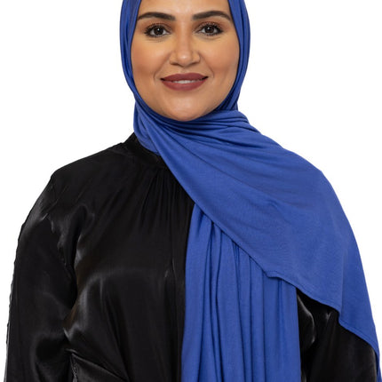 Katoen Stretch Hoofddoek - Hijab - Sjaal - Turban - Dames Hoofddoek - Islamitisch Hoofddeksel - 60x170 cm - Kleur Blueberry