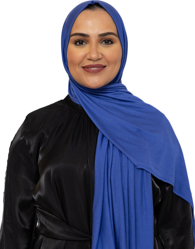 Katoen Stretch Hoofddoek - Hijab - Sjaal - Turban - Dames Hoofddoek - Islamitisch Hoofddeksel - 60x170 cm - Kleur Blueberry