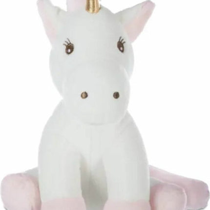Atmosphera Knuffeldier Eenhoorn/Unicorn Rosy - zachte pluche - fantasy knuffels - wit/roze - 22 cm