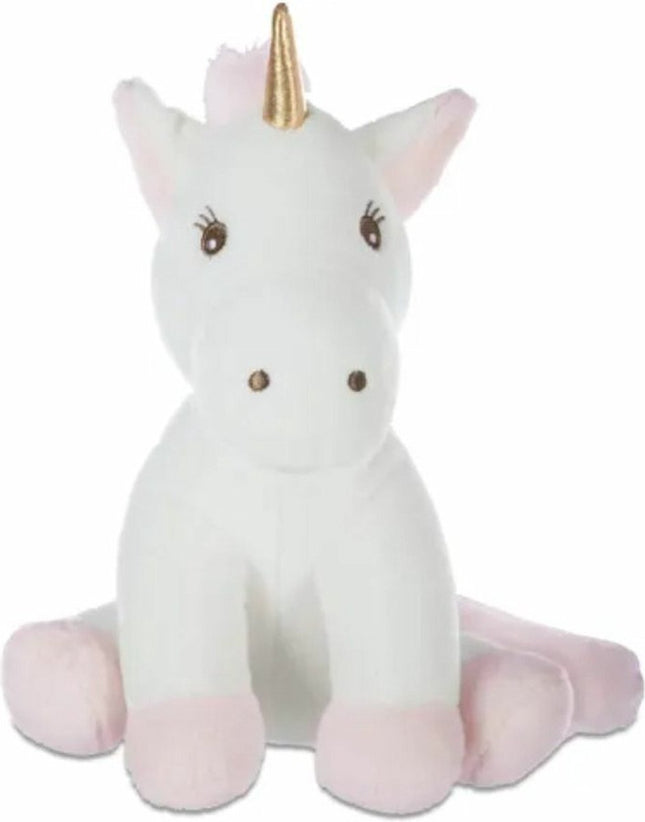 Atmosphera Knuffeldier Eenhoorn/Unicorn Rosy - zachte pluche - fantasy knuffels - wit/roze - 22 cm