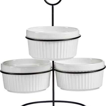 Vessia sausjes kommetjes/serveer schaaltjes in standaard - wit - keramiek - set 3x stuks - D10 cm - eettafel