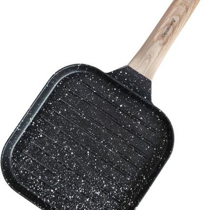Klausberg 7810 - Grillpan - 36 x 18 cm - Zwart - met houten handvat