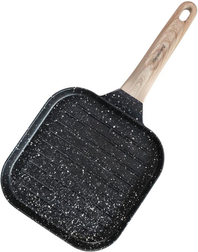 Klausberg 7810 - Grillpan - 36 x 18 cm - Zwart - met houten handvat
