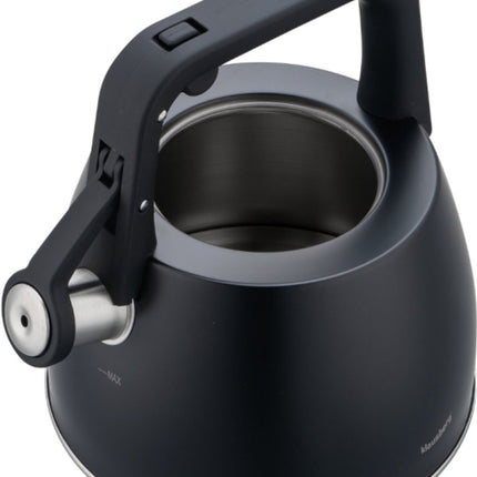 Klausberg 7915 - Fluitketel met fluit - 2.5 liter - RVS - zwart