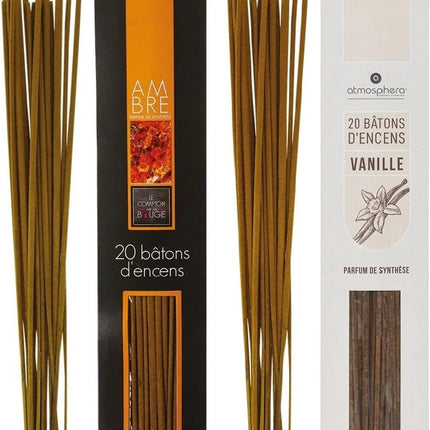Atmosphera Wierook stokjes - set van 2 geuren - Amber en Vanille - 25 cm - Ontspanning